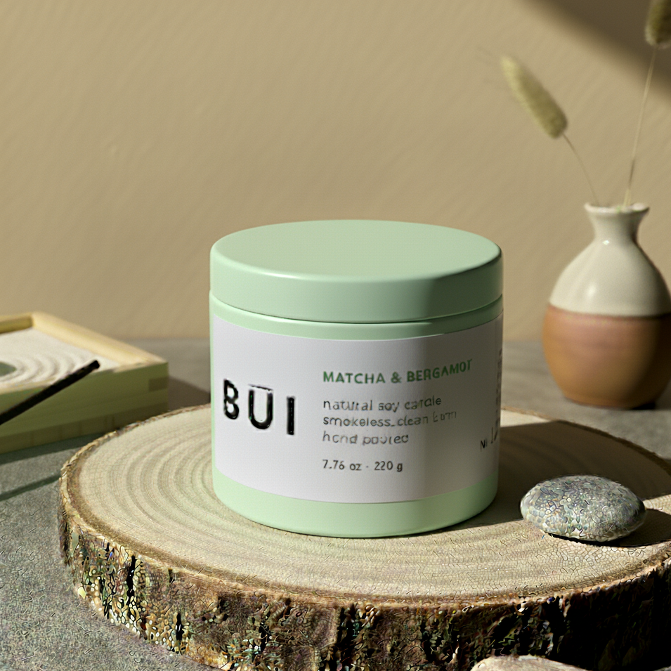 Matcha and Bergamot green tea scented soy candle